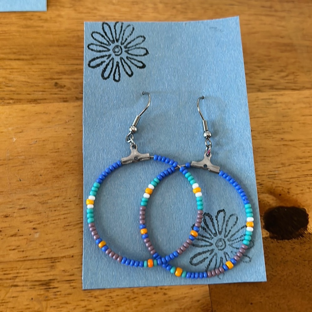 Seed bead hoop earrings